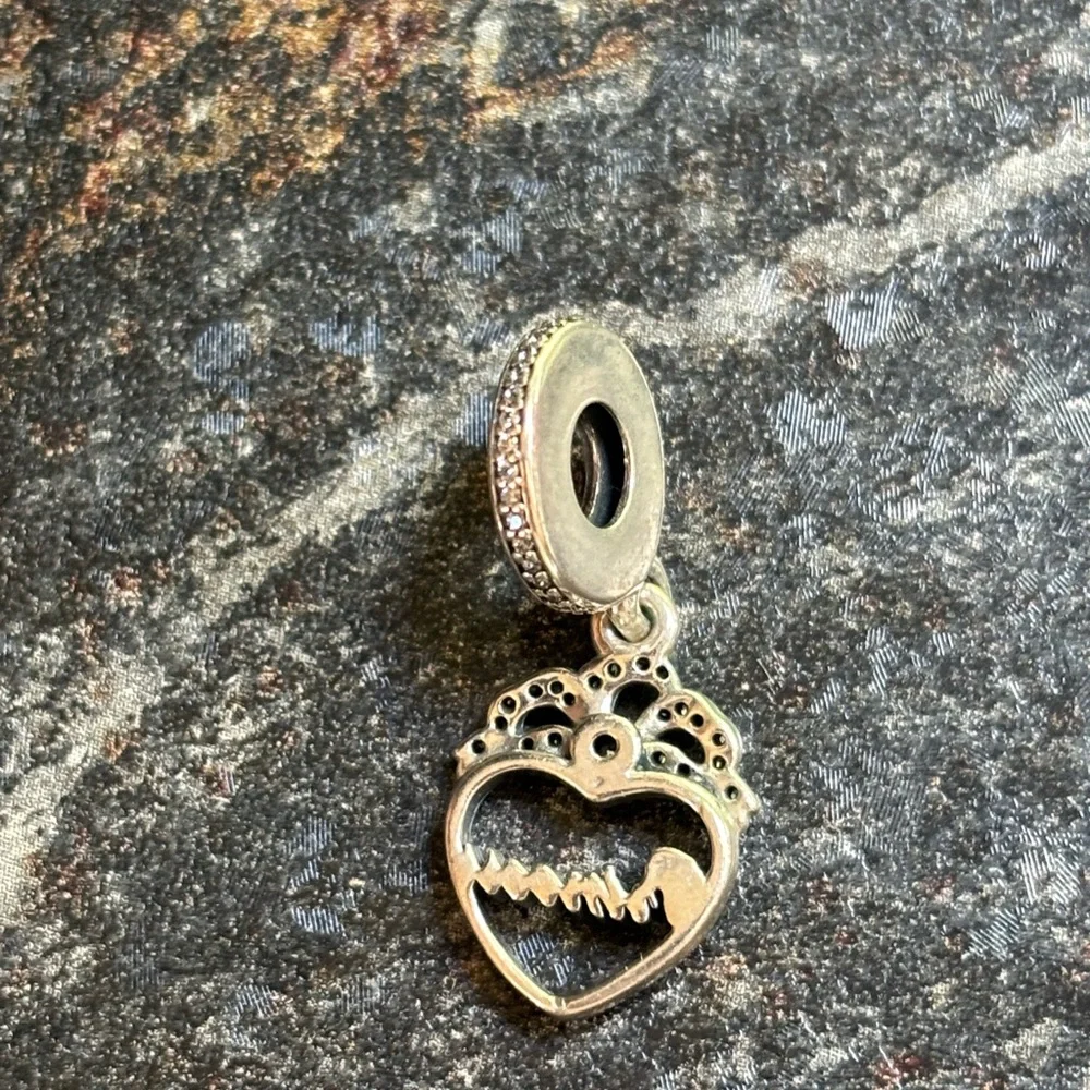 Rare Princess Heart Dangle Charm with gem Pandora jewelry - Picture 2 of 3